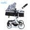 High-view folding baby stroller with white chassis