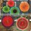 The new festive supplies color paper fan 6 sets of colorful paper Lahua ruscifolia decor paper fan