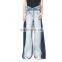 Denim Patchwork High Waist pocket Hit Color Large Size Wide Leg Pants Female 2020
