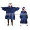 Custom giant pocket design oversized sherpa sweatshirt wearable huggle blankets hoodie robe hooded blanket for adults