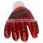 Red Nitrile Full Coated Knitted Wrist Anti Oil Glove Anti-Impact Work Heavy Duty Oil And Gas Gloves