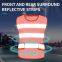 High gloss reflective workwear vest with front and rear surround reflective stripes. In stock wholesale support for logo customization