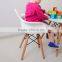Retro Modern Colorful Metal Natural Wood Dowel Leg Base Plastic Molded Armchair French Kid Dining Chair