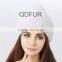 QD80619 Wholesale China White Mink Fur Hat With Silver Fox Fur Balls