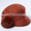 women fashion horse riding hat female stylish by wool felt with ball top and feather decoration