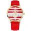 Fashion Colorful Womens Anchor Stripe Pattern Analog Quartz Wrist Watch