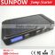 sunpow 12000mah multi-function 12v car jump starter portable power bank with solar panel in car accessories