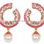 Indian Gorgeous Designer Earrings With Pearl Dropping