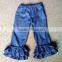 Wholesale Baby girls boutique cotton jeans kids denim ruffle pants new style