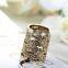 vintage antique silver plating colour metal alloy flower court shape scarf ring