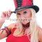SteamPunk Red Lace Up Black Leather Top Hat w/Pocket