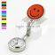 Luminous Smile Shape Stainless Steel Metal Nurse Quartz Pocket Clip On Fob Watch With Calendar