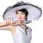 White and Black Women Kentucky Derby Church Dress Organza Hat Wide Brim Flat Hat