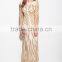 2016 summer fashion top grade Sequins gauze long sleeve plus size evening dress