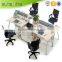 Portable Workstation Laptop Desk Table Wood 4 Seats Open Office Workstation