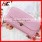 Zipper long design Hasp Lock Pink solid color minimalist wallet