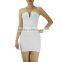 High quality white bandage dress sexy V metal girls party tube dress