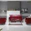 2016 Office Sofa Set 1+1+3 Red Leather Sofa With Solid Wood Legs