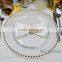 Wholesale Cheap Fancy Decoration Gold Silver Beaded Glass Wedding Charger Plate