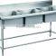 Restaurant Type Free-standing Commercial Stainless Steel Kitchen Sink with Drainboard GR-305B