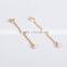 Best selling stud drop long chain Rose Quartz hanging stone earrings
