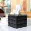 Alibaba wholesale luxury tissue box, black leather household tissue box