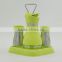 Glass oil vinegar salt pepper set cruet set with plastic coating and stand