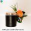 Matte Black White Glass Candle Holder With Wooden Lid