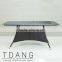 Pasadena Outdoor Wicker Dining Table with Wooden Top - Black K-D Dining Wicker Table