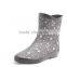 Fabric rain boots with flower fabric upper
