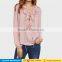 Women Long Sleeve Ruffle Trim Lace up v Neck Tops Casual Boho Long Chiffon Tops and Blouse Design Pattern 2017