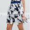 Guangzhou Fashion Clothing OEM Navy Slash Detail Sexy Organza Floral Dress