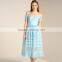 Crochet chemical lace trim sweetheart neck off shoulder midi party dress