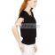 women short sleeve chain neckline slim black top blouse