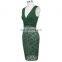 Grace Karin Sexy Sleeveless V-Neck U-Back Hips-Wrapped Bodycon Tight Short Dark Green Cocktail Dress GK001082-3