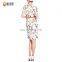Sleeveless picture print pleated dresses , short design straight dresses for ladies