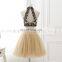 New Fashion High Neck Open Back Two-Piece Champagne Tulle Beaded Short Cocktail Dress Cocktail Dresses LX339