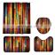 Polyester Wooden Transfer Printed Shower Curtain Lid Toilet Cover Bath Mat Rug with Hooks