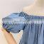 2020 New Girls Dress One-Shoulder Denim Ruff Sleeves Cotton Summer Girls Dresses
