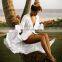 Women Lace Splicing Bikini Cover Up Long Beachwear Cotton 2019 New Beach Dress Tunic White Anti-UV swimsuit Kaftan Robe