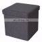 RTS Dark Grey Fabric Foldable Storage Ottoman Living Room Sofa with Air Hole Footrest Stool Chair