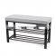Customized Shoe Rack Storage Organizer Tower Shelf Faux Linen Metal Grey Custom Top Light Power Living Room