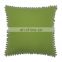 Wholesale solid green with pompom cushion pillow for outdoor