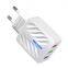 Amazon Hot Sell Universal 3USB 20W Fast Charger EU US Plug Mobile Phone QC 3.0 for iphone for huawei for xiaomi