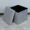 Foldable storage velvet ottoman-Grey