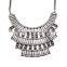 Gypsy Bohemian Vintage Silver Hollow Turkish Beachy Metal Bib Statement Necklace