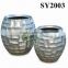 Cheap round silver fiberglass flower pot