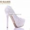 OW17 elegant girls lace white heel wedding shoes party wear platform wedding shoes