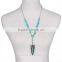 Long Turquoise Beaded Native American Southwestern Navajo Arrowhead Pendant Necklace Boho Arrow Zinco Alloy In Antique Silver