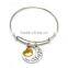 Fashion simple design alloy alphabet adjustable wire bangle